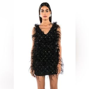 AKIRA feather crystal mini dress